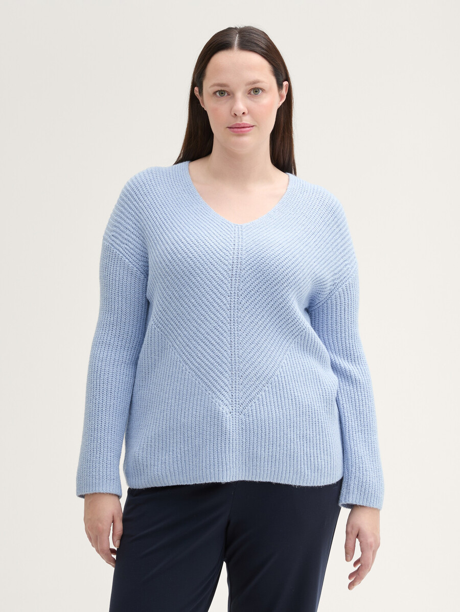 pull en maille grande taille à col en v
