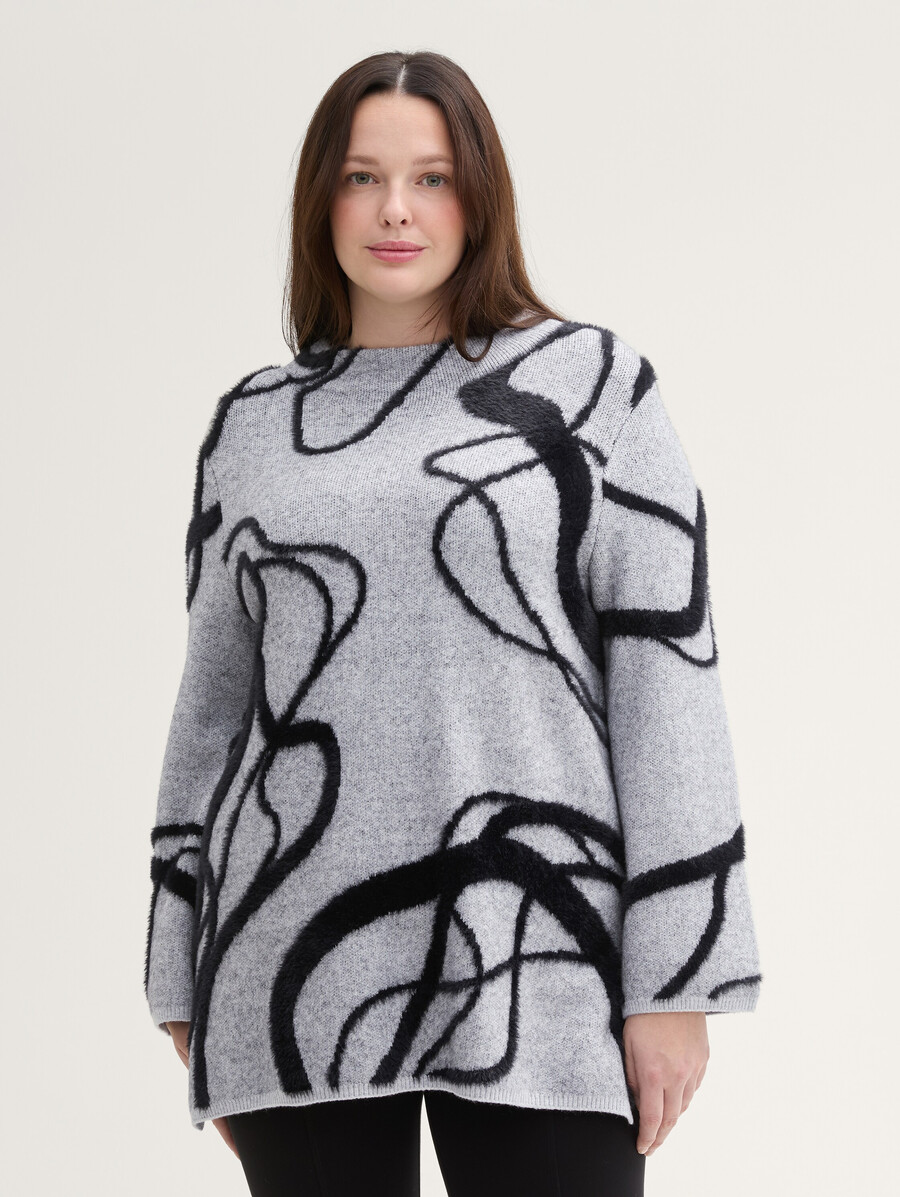 pull ample en maille à motifs grandes tailles