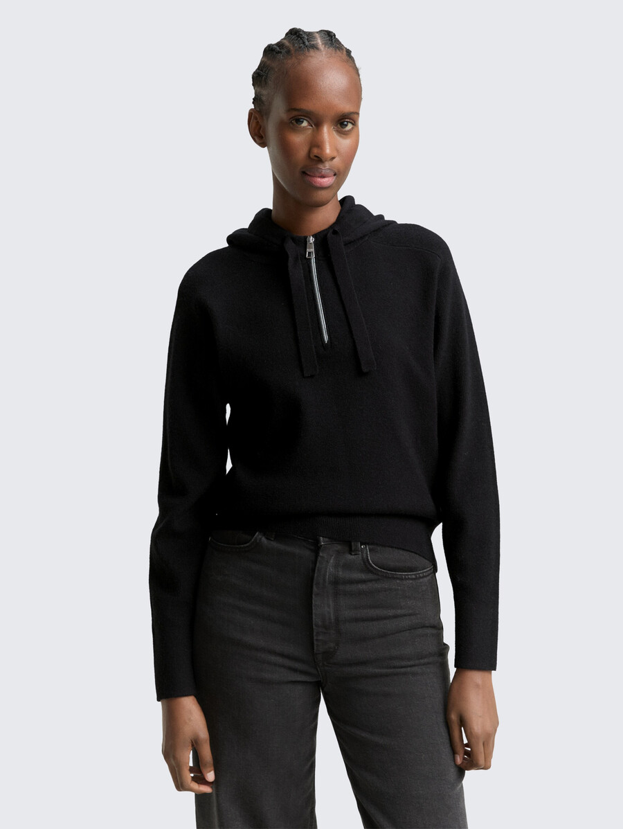 pull à capuche en maille avec fermeture éclair