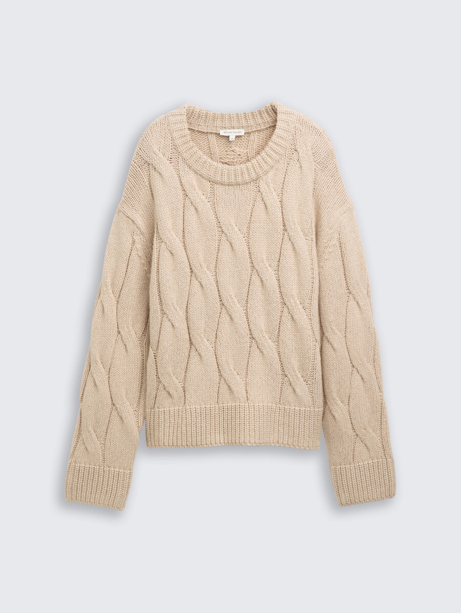 pull ample en maille à torsades
