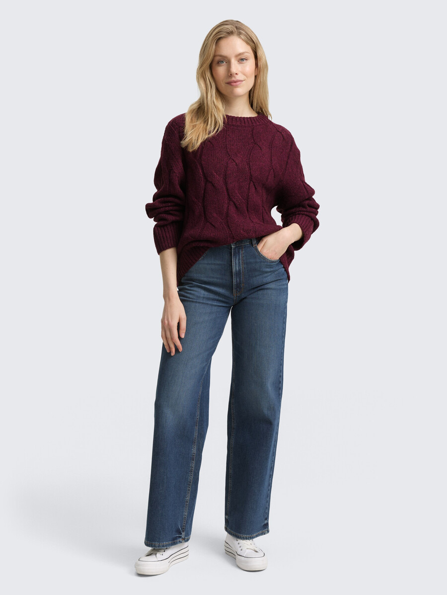 pull ample en maille à torsades