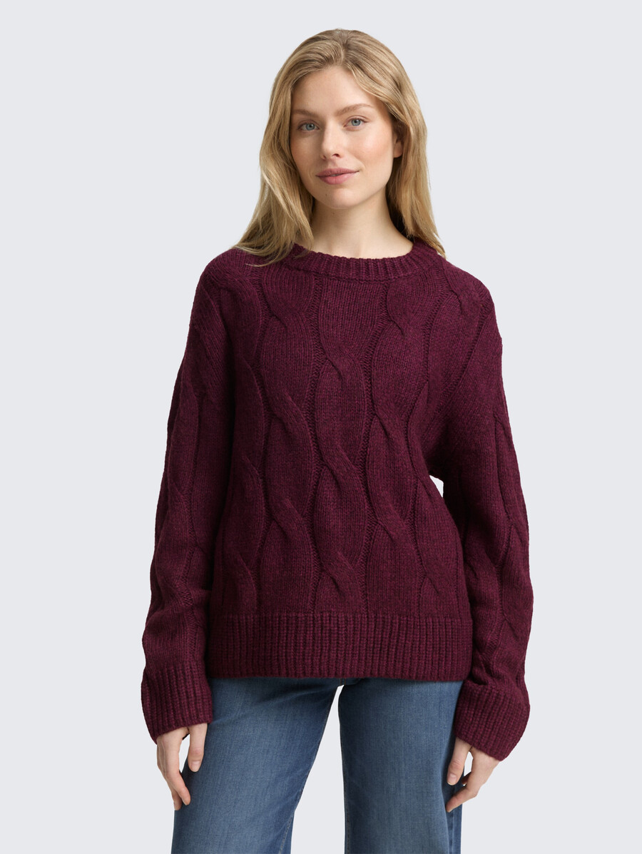pull ample en maille à torsades