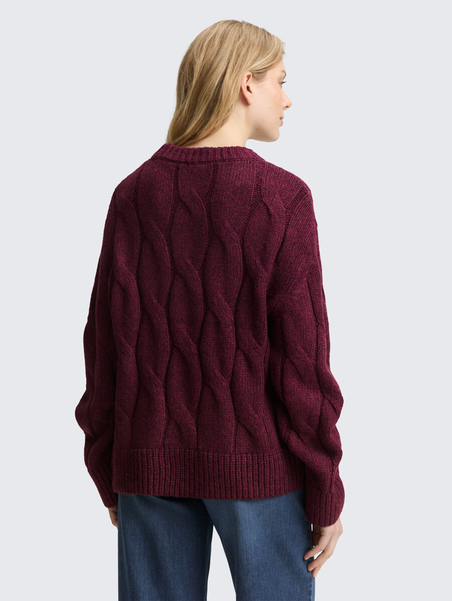 pull ample en maille à torsades