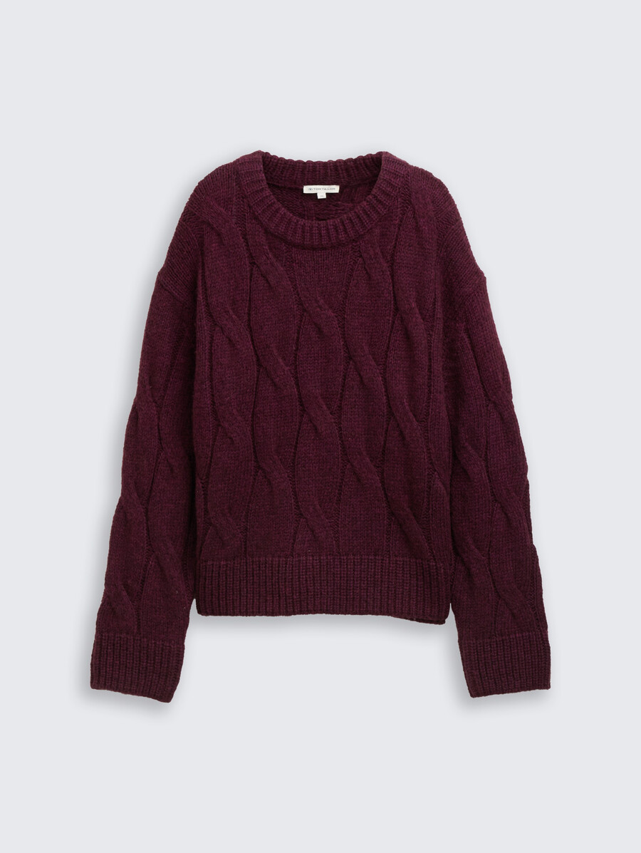 pull ample en maille à torsades
