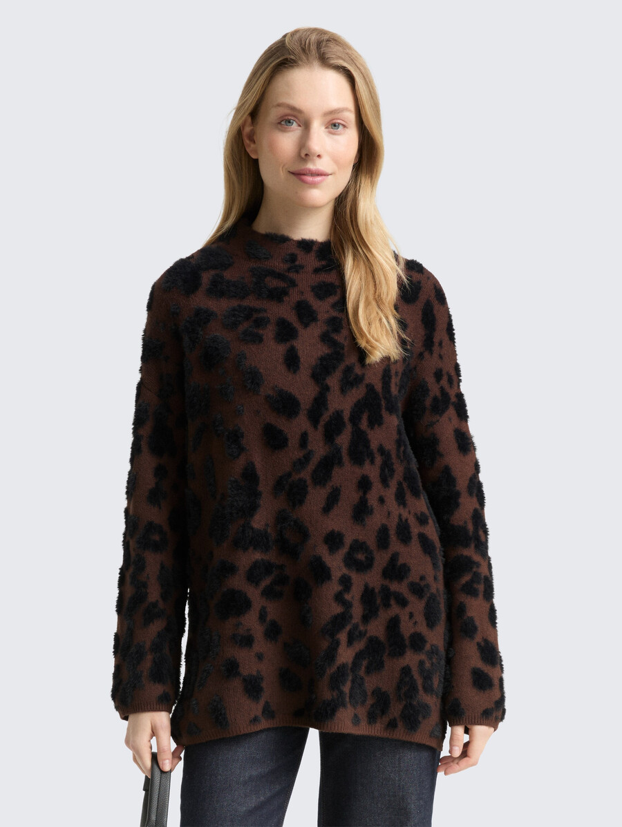 pull oversize en maille à imprimé léopard