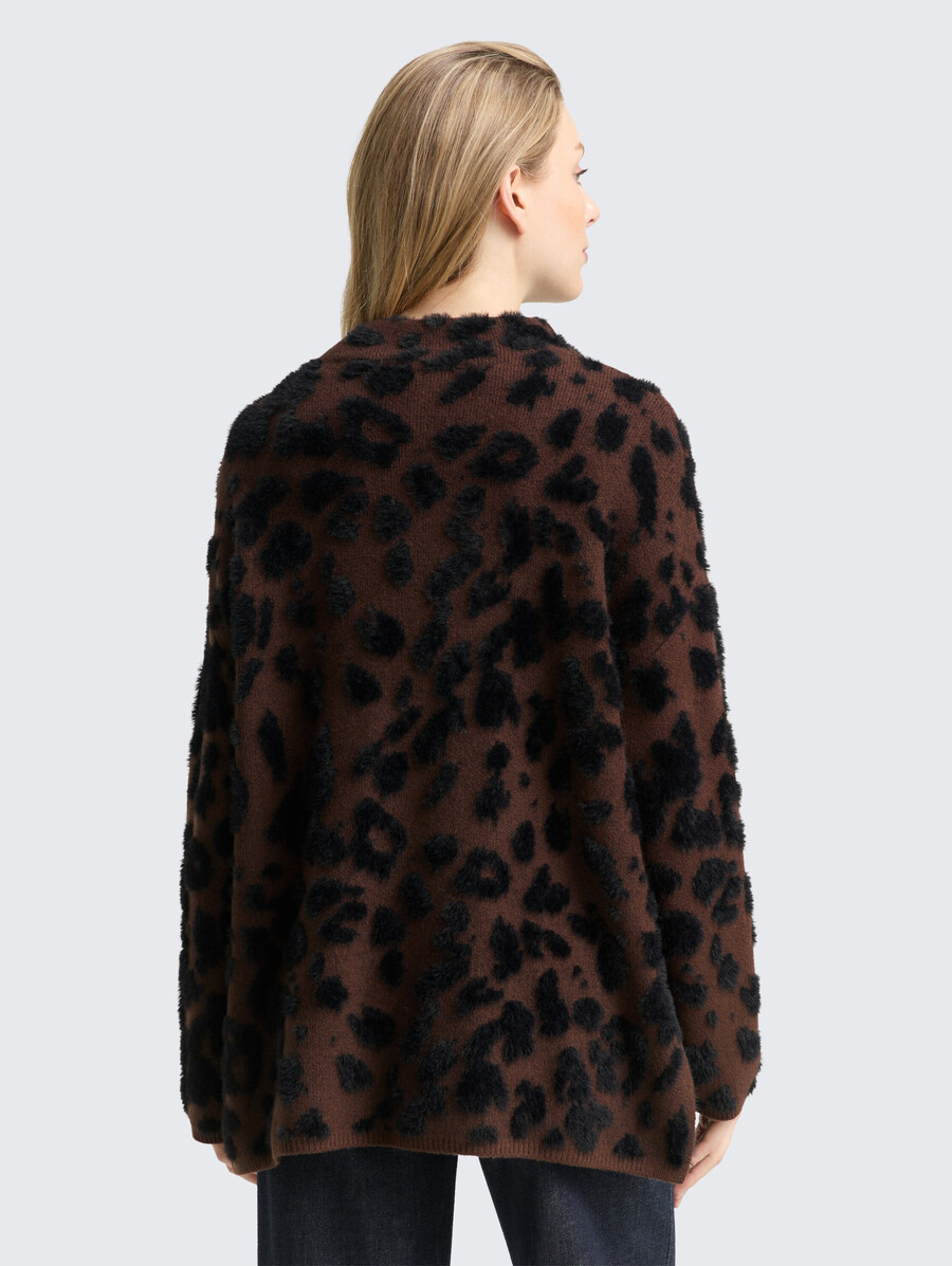 pull oversize en maille à imprimé léopard