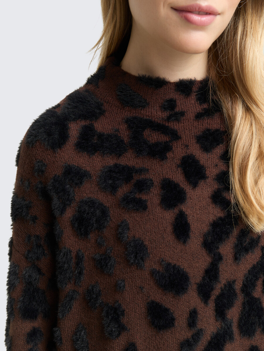 pull oversize en maille à imprimé léopard