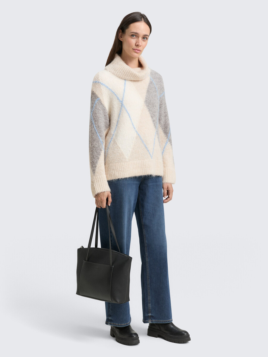 pull à col roulé oversize en laine