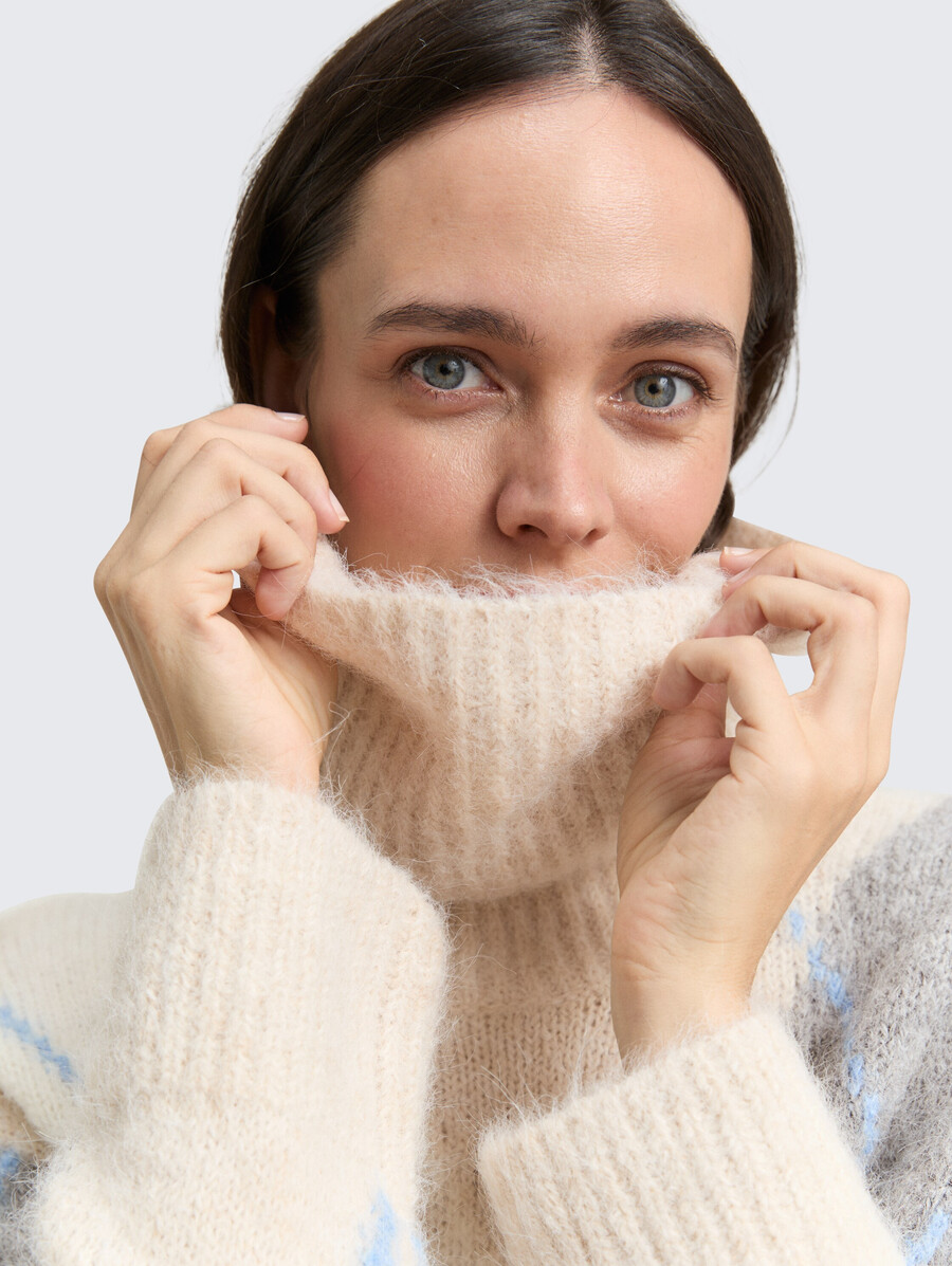 pull à col roulé oversize en laine