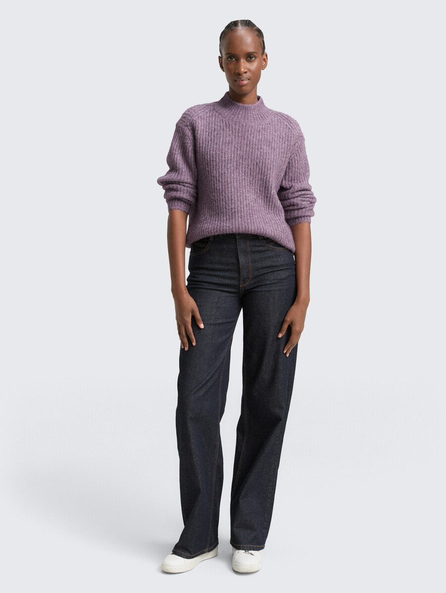 pull en maille à coupe décontractée et col montant