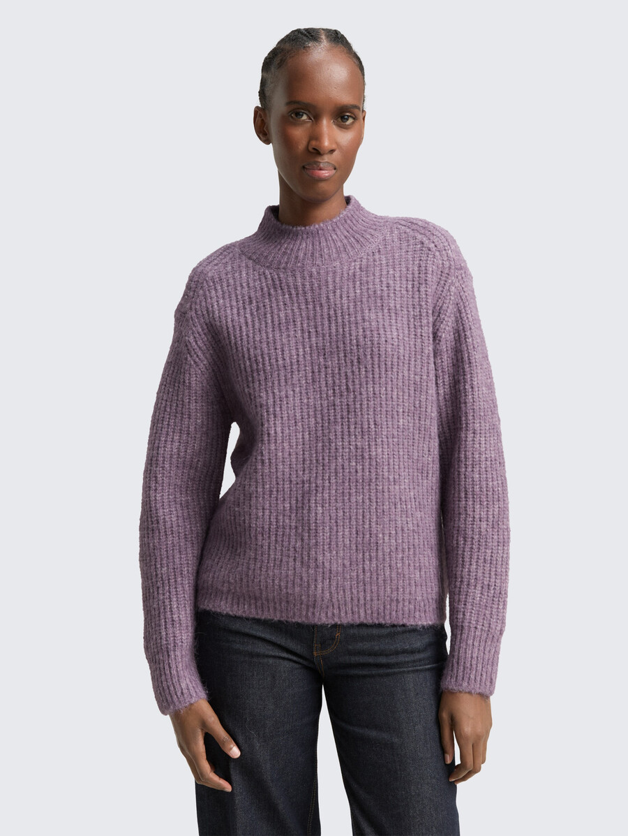 pull en maille à coupe décontractée et col montant
