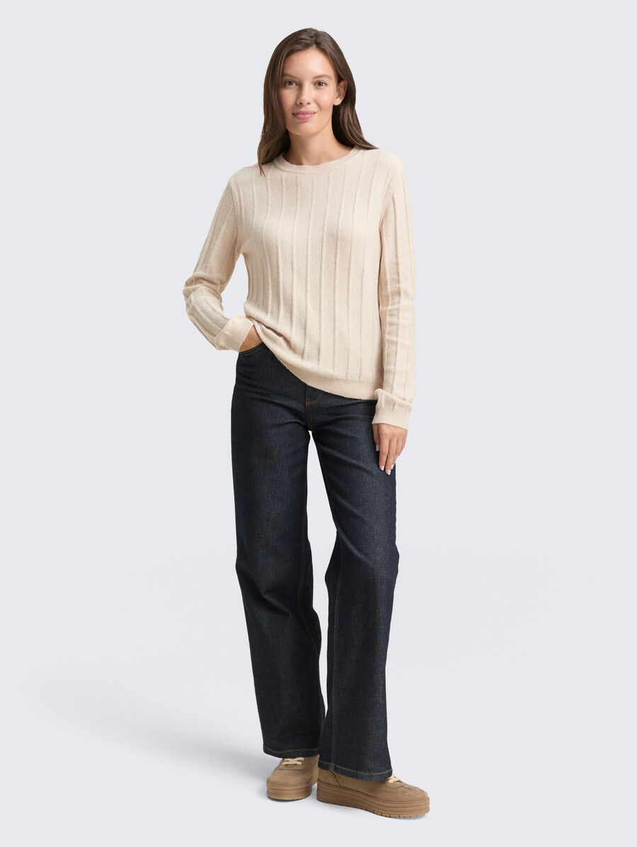 pull en maille côtelée avec teneur en laine