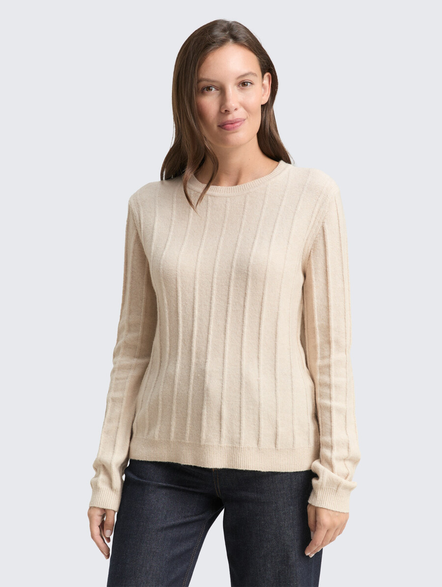 pull en maille côtelée avec teneur en laine