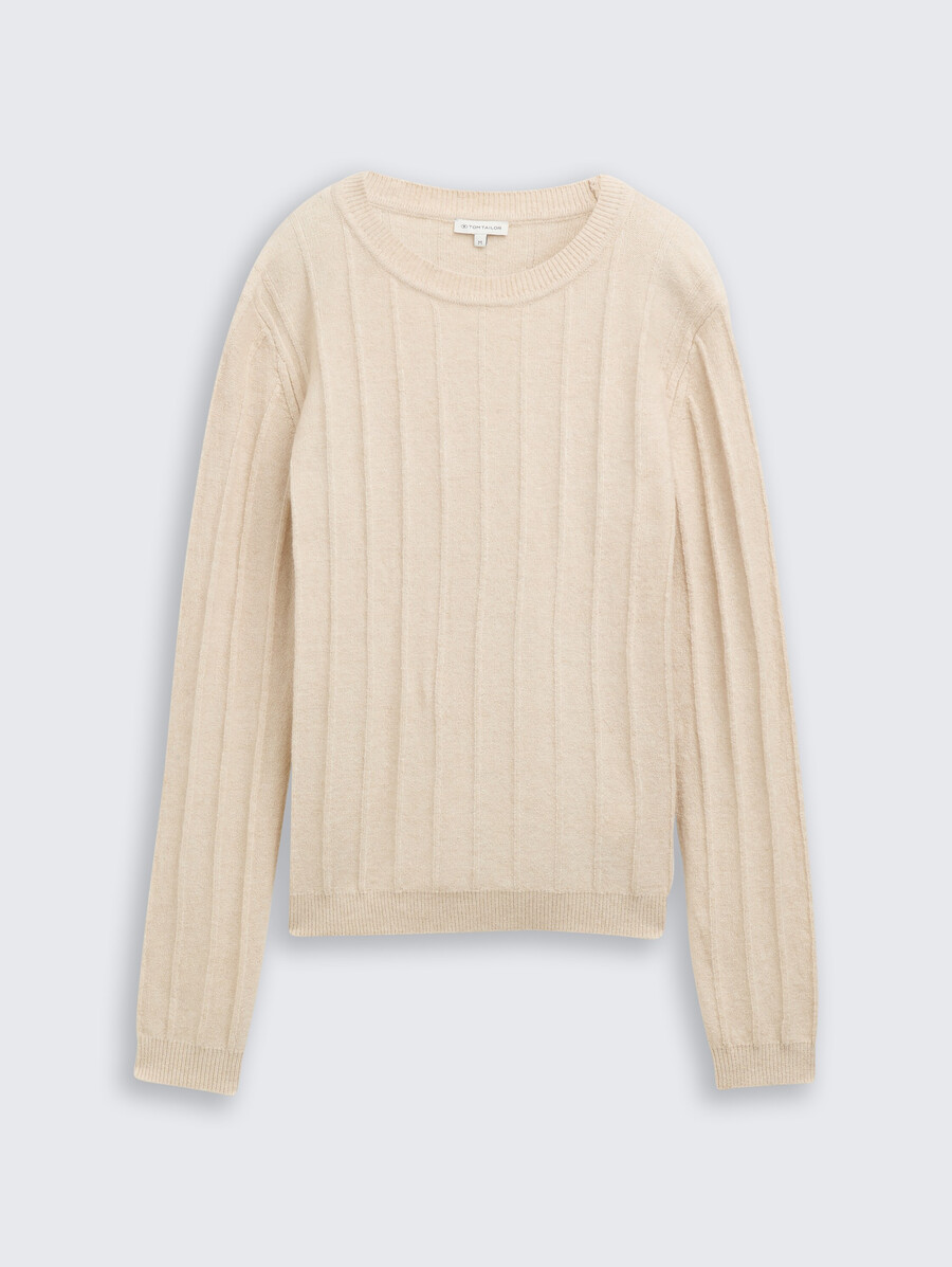 pull en maille côtelée avec teneur en laine