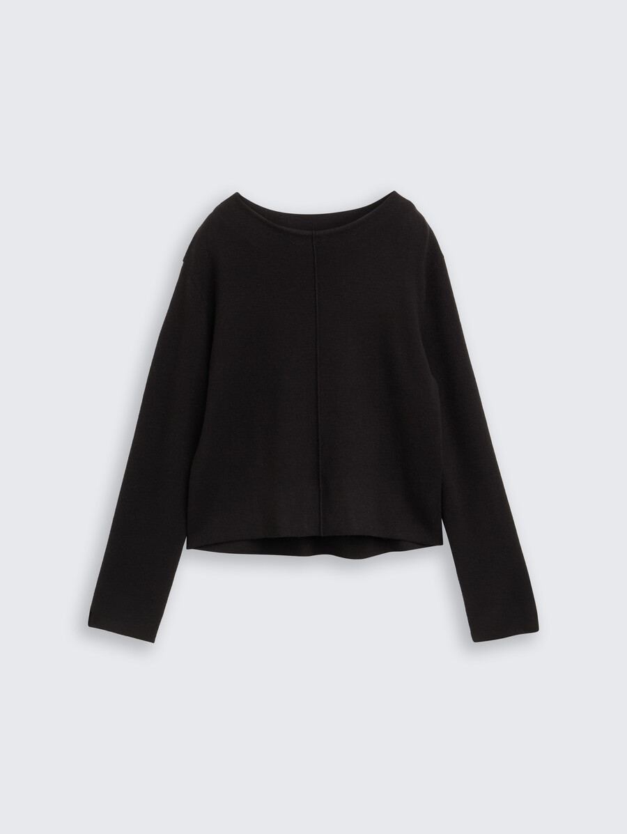 pull court en maille à col montant