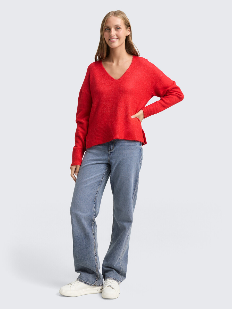 pull en maille à coupe décontractée et col en v