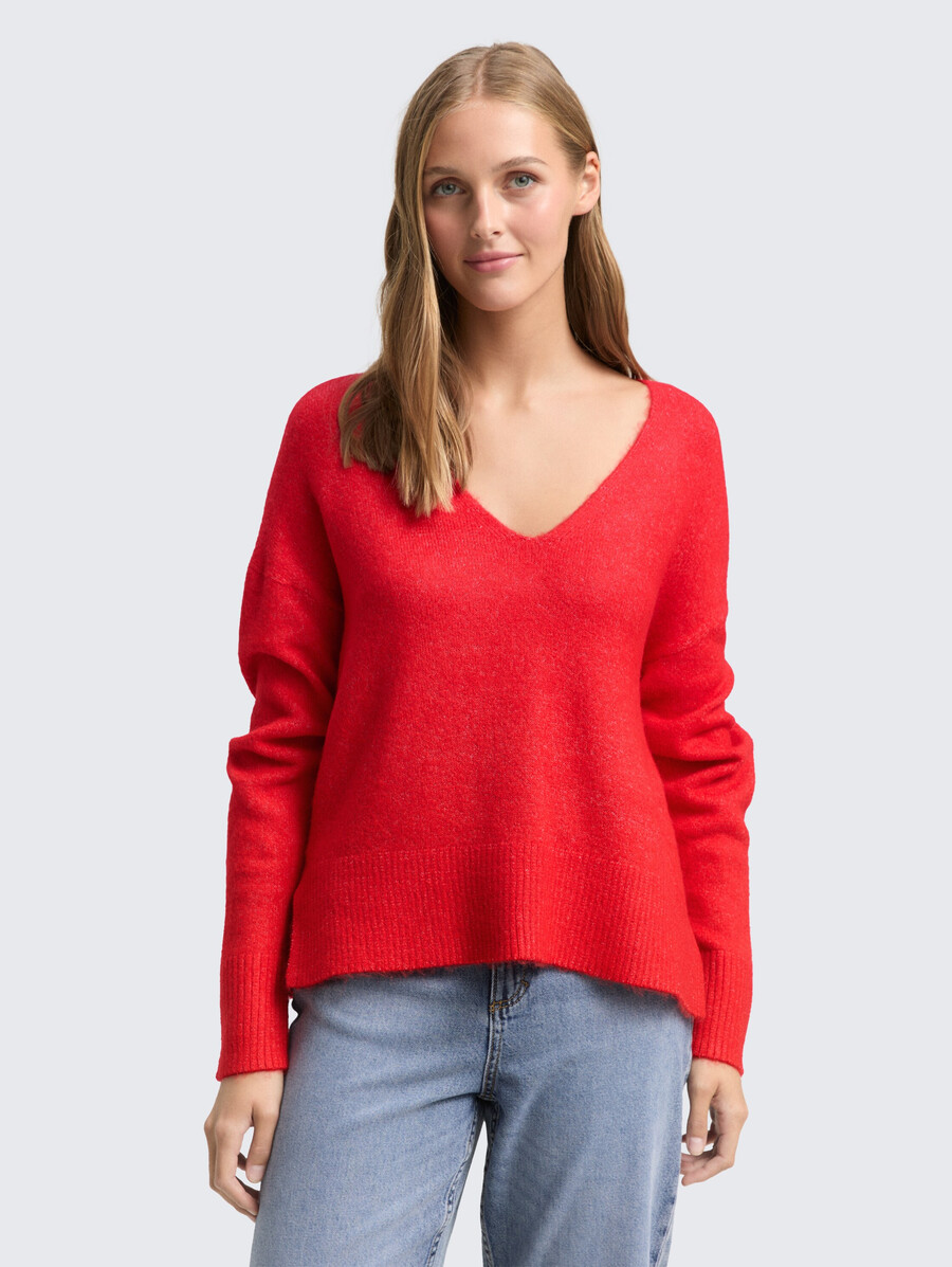 pull en maille à coupe décontractée et col en v