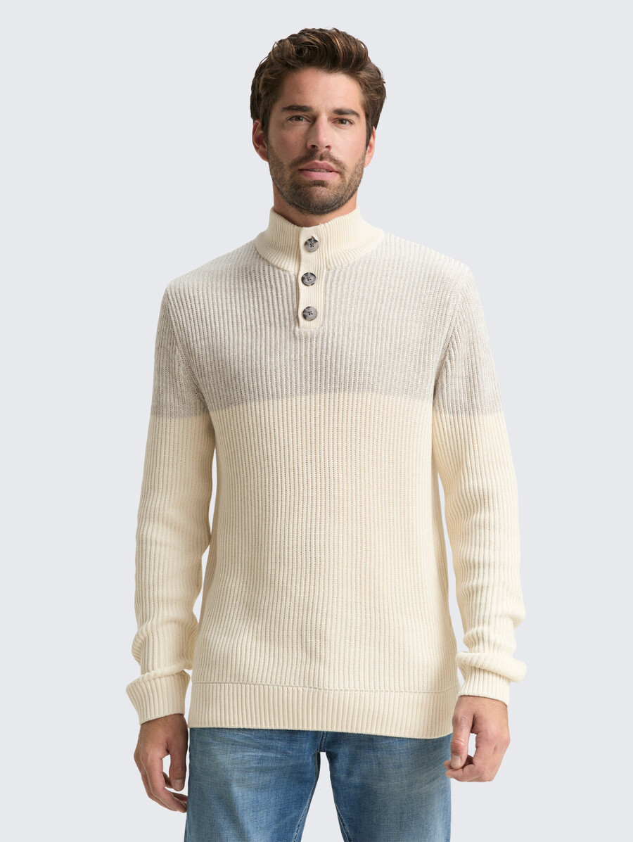 pull en maille troyer avec patte de boutonnage