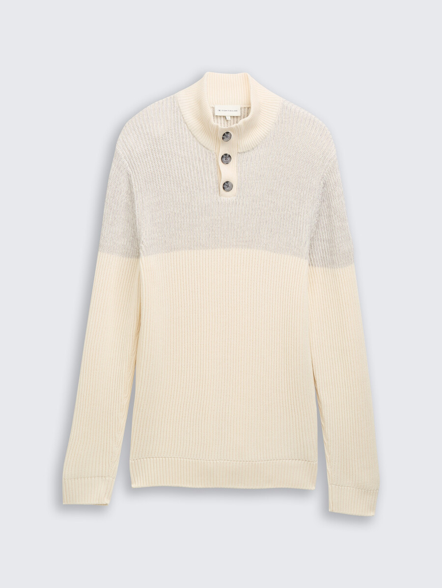 pull en maille troyer avec patte de boutonnage