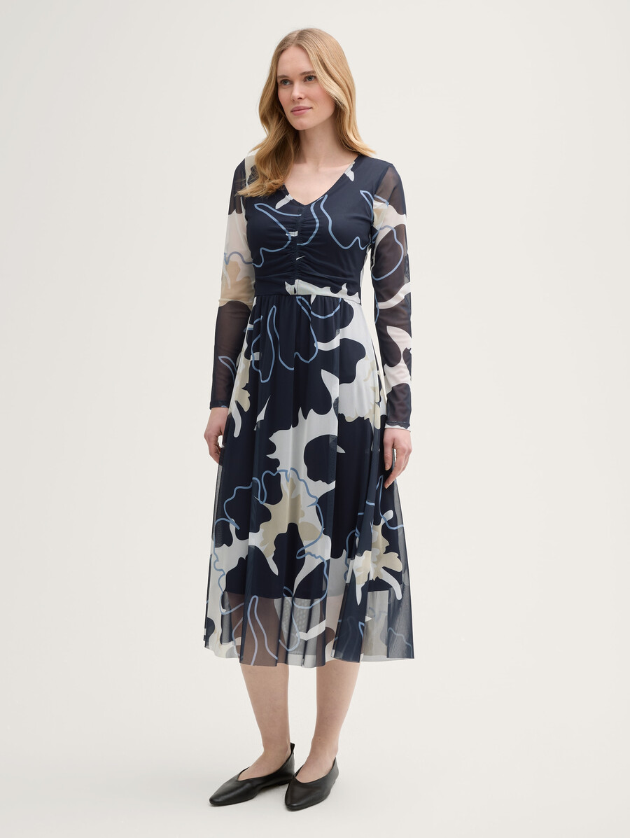 robe midi en résille à volants