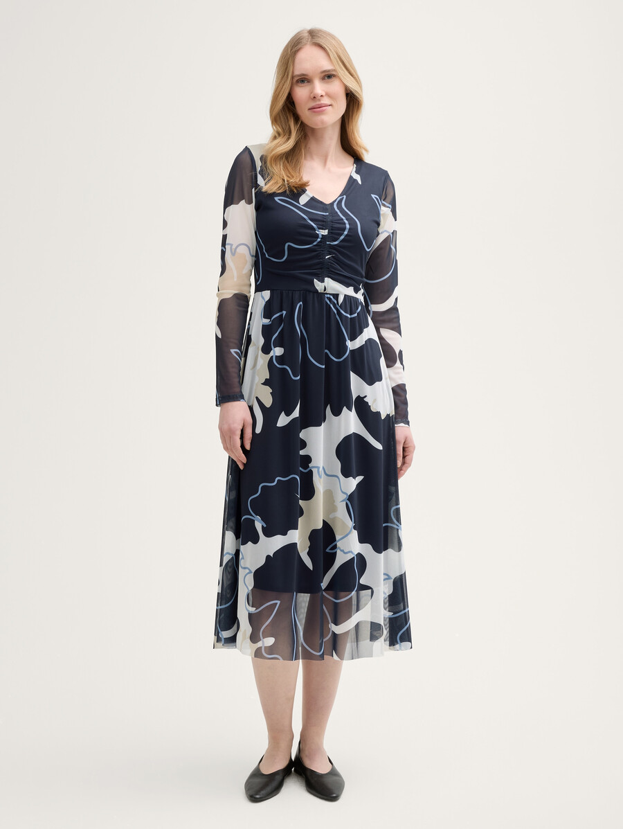 robe midi en résille à volants