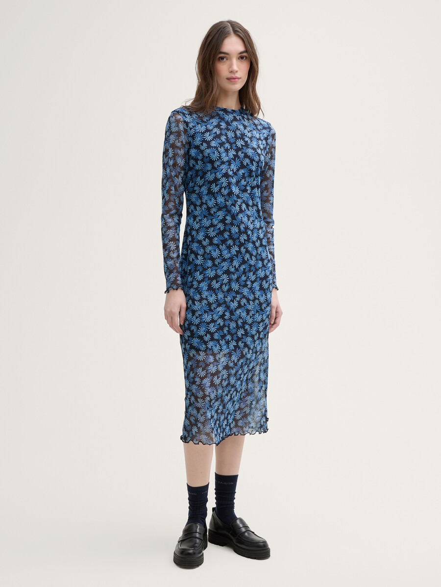 robe midi en maille à motif floral