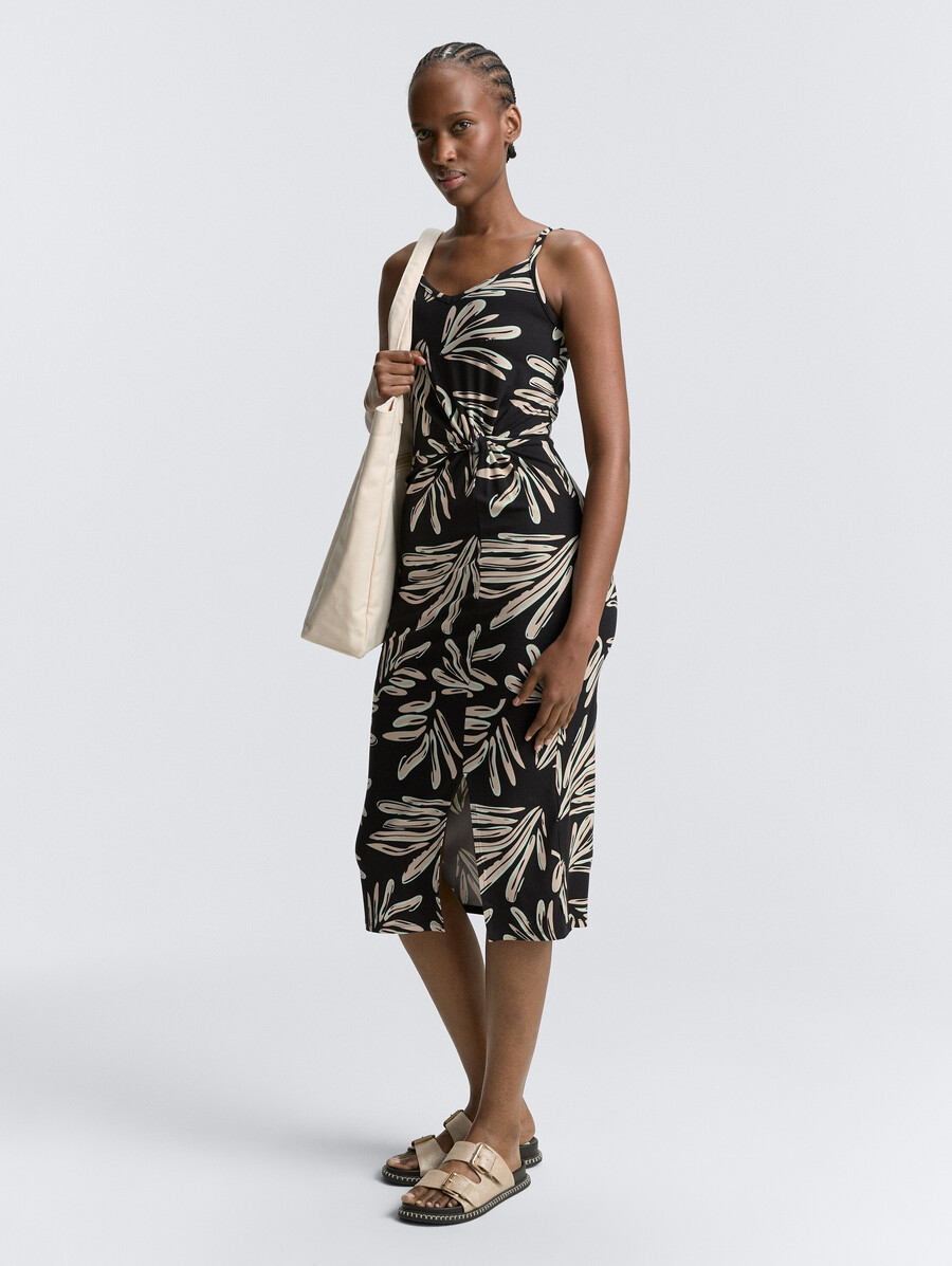 robe midi à bretelles avec détail torsadé