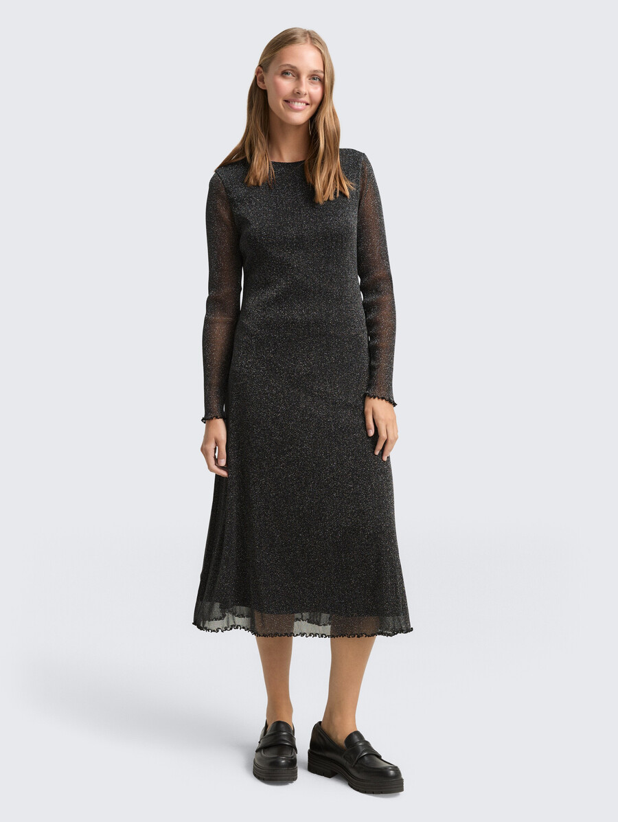 robe midi en maille à effet pailleté