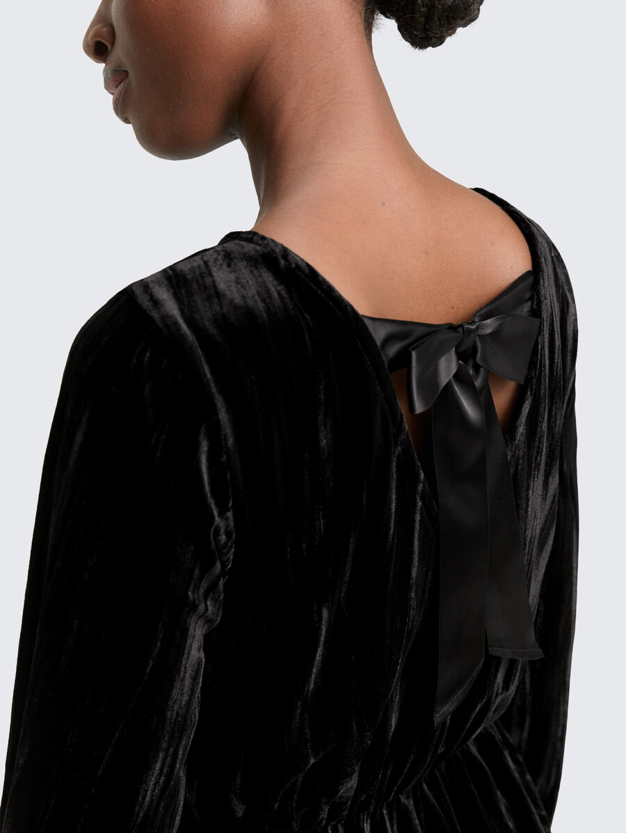 robe courte en velours avec détail nœud
