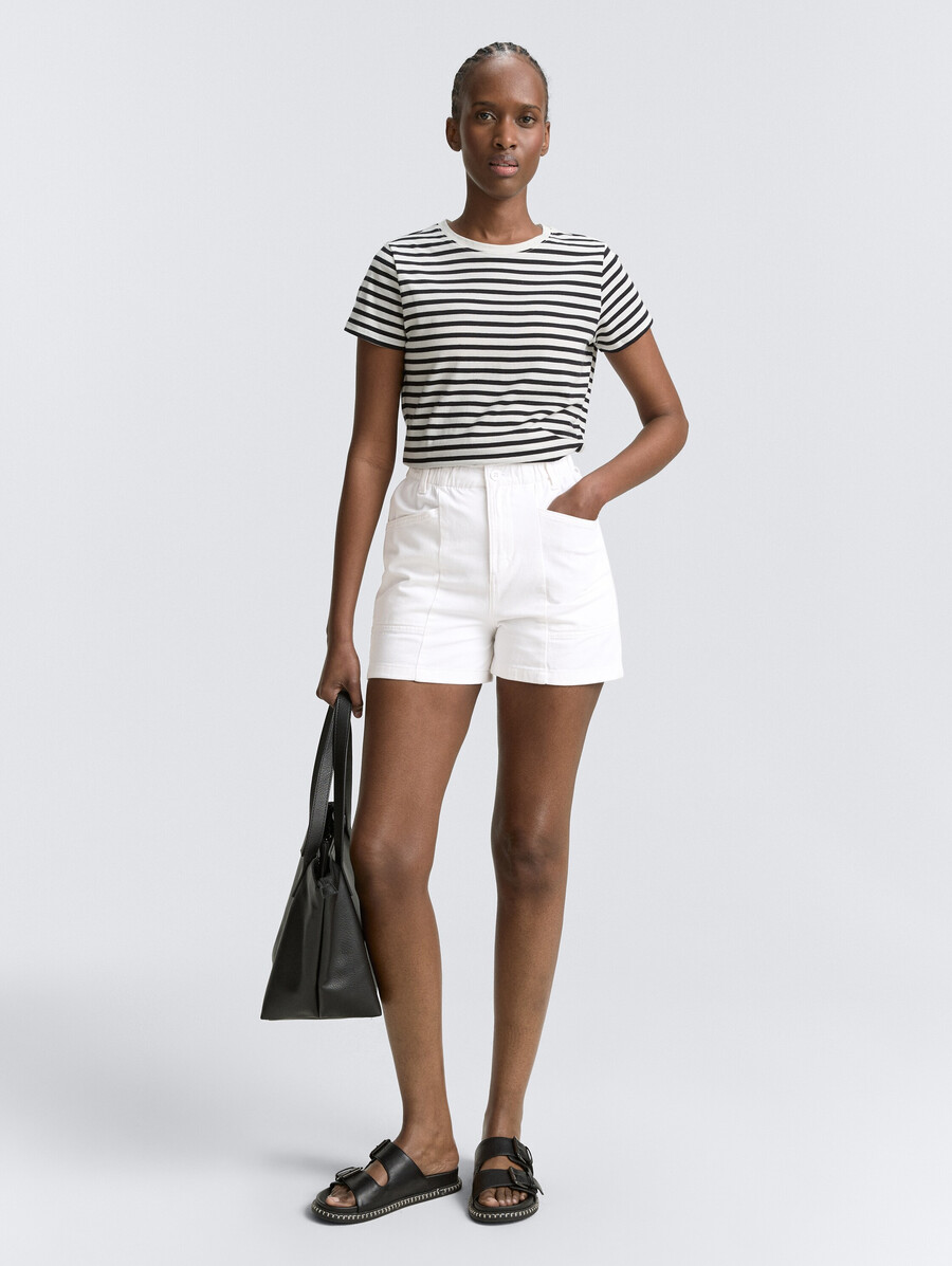 short en jean à sac en papier