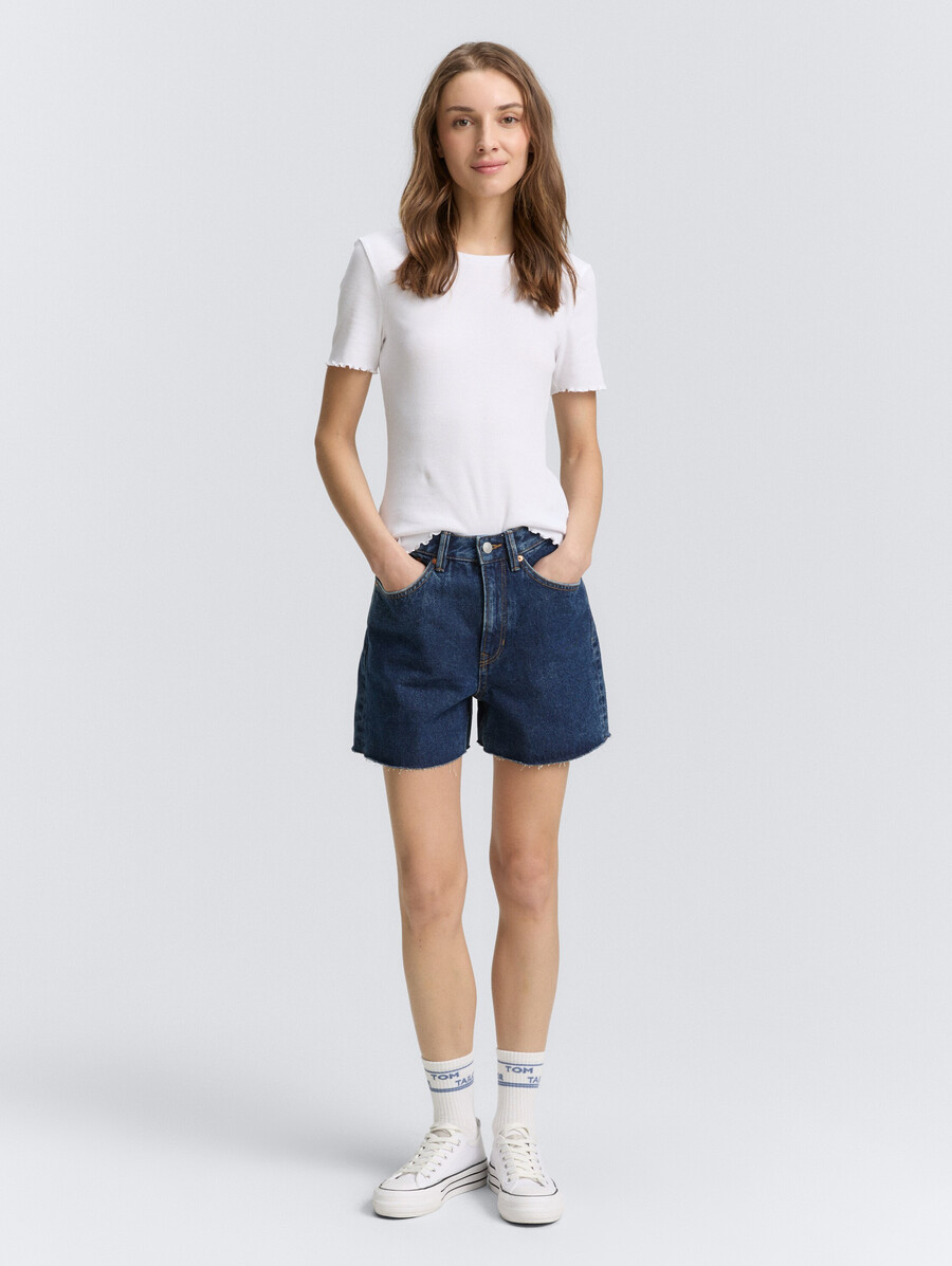 short en jean taille haute mom