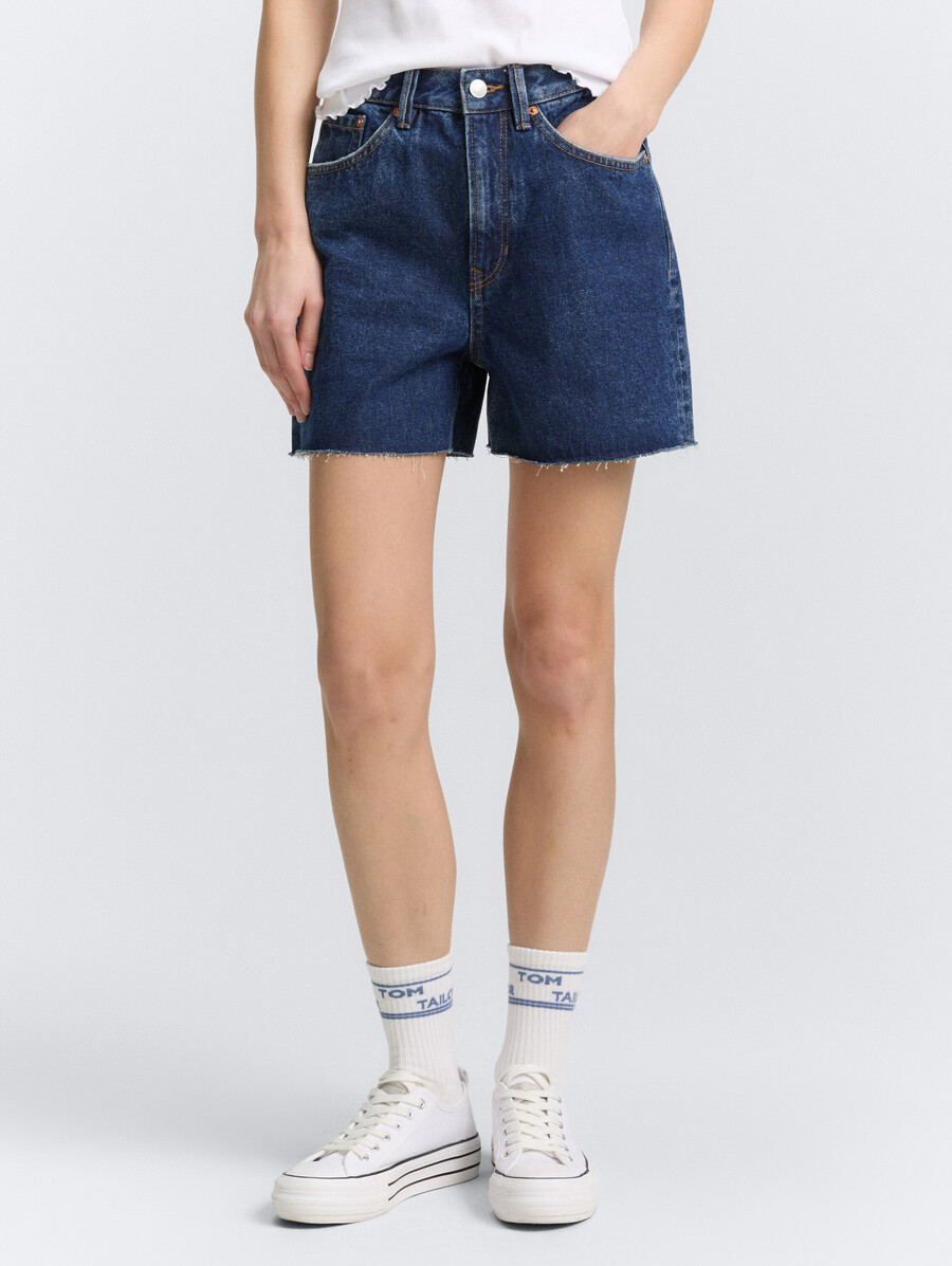 short en jean taille haute mom