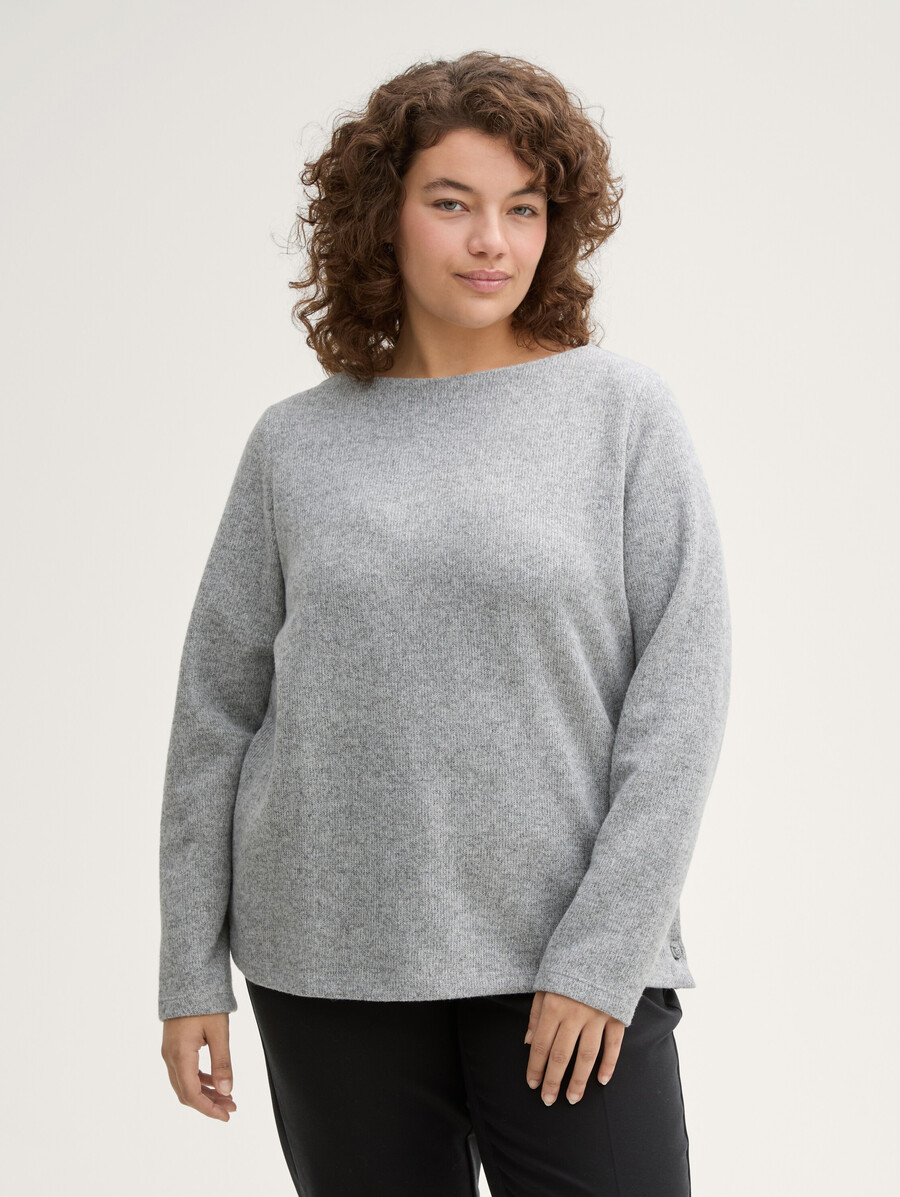 sweat-shirt grande taille doux au toucher avec détails de boutons