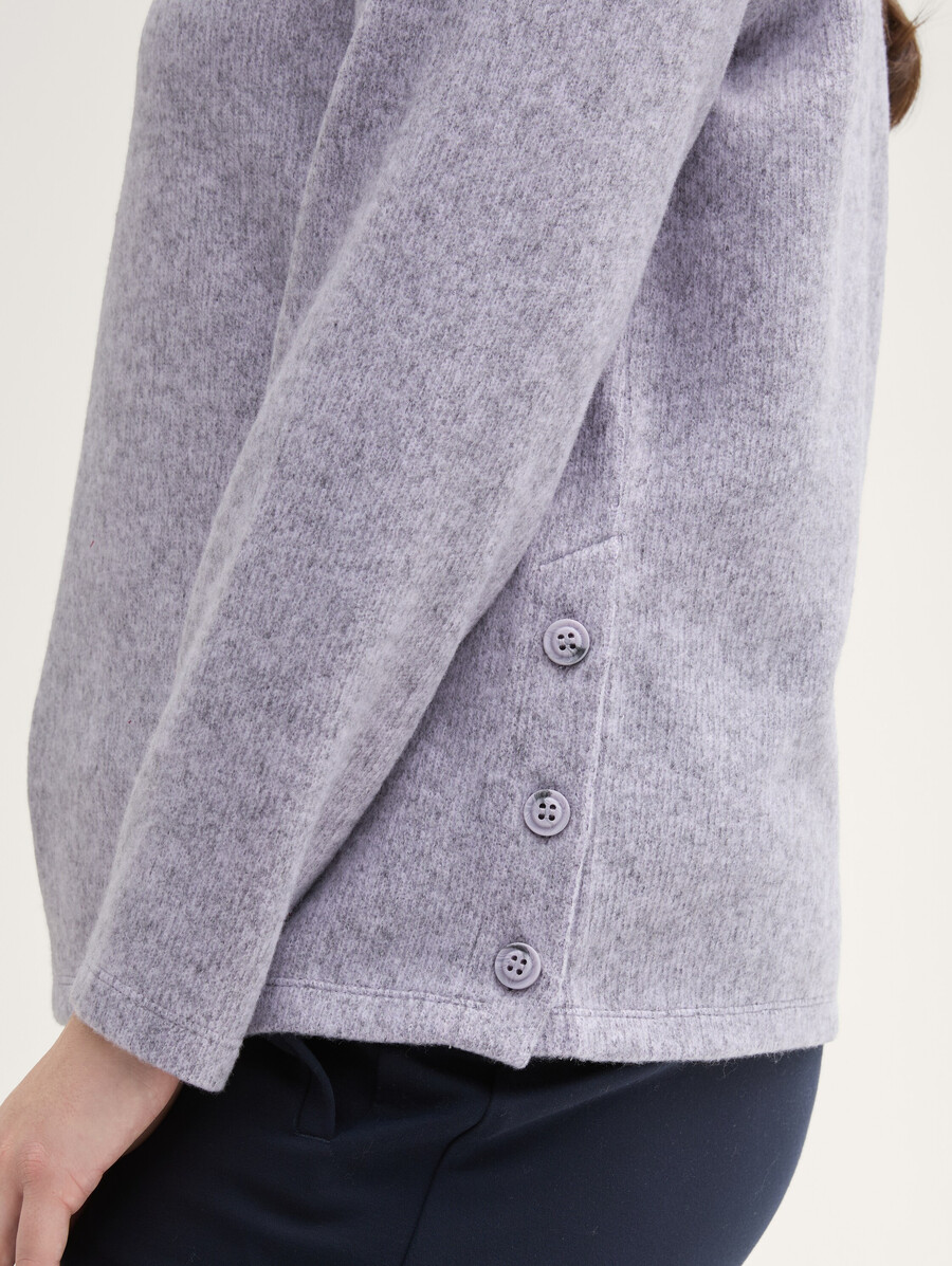 sweat-shirt grande taille doux au toucher avec détails de boutons