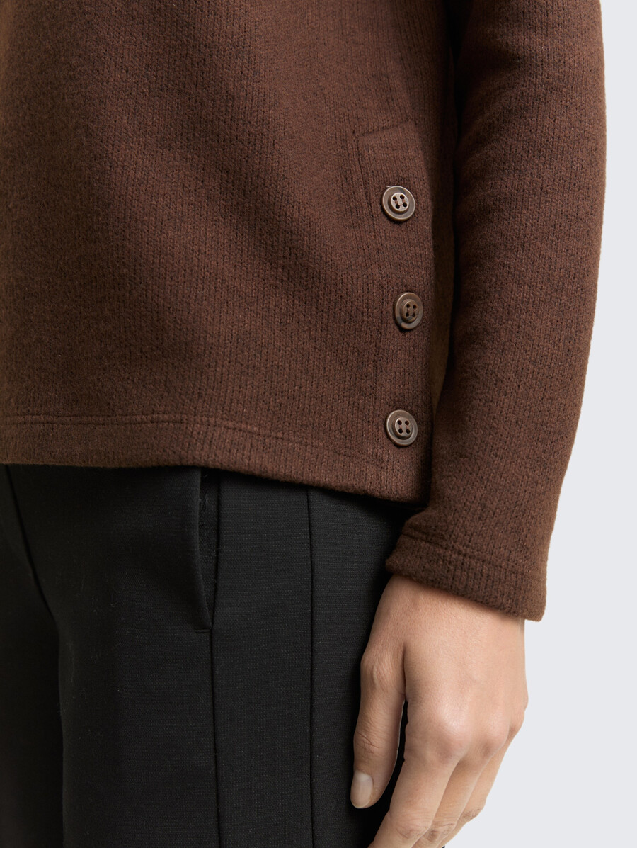 sweat-shirt doux au toucher avec détails de boutons