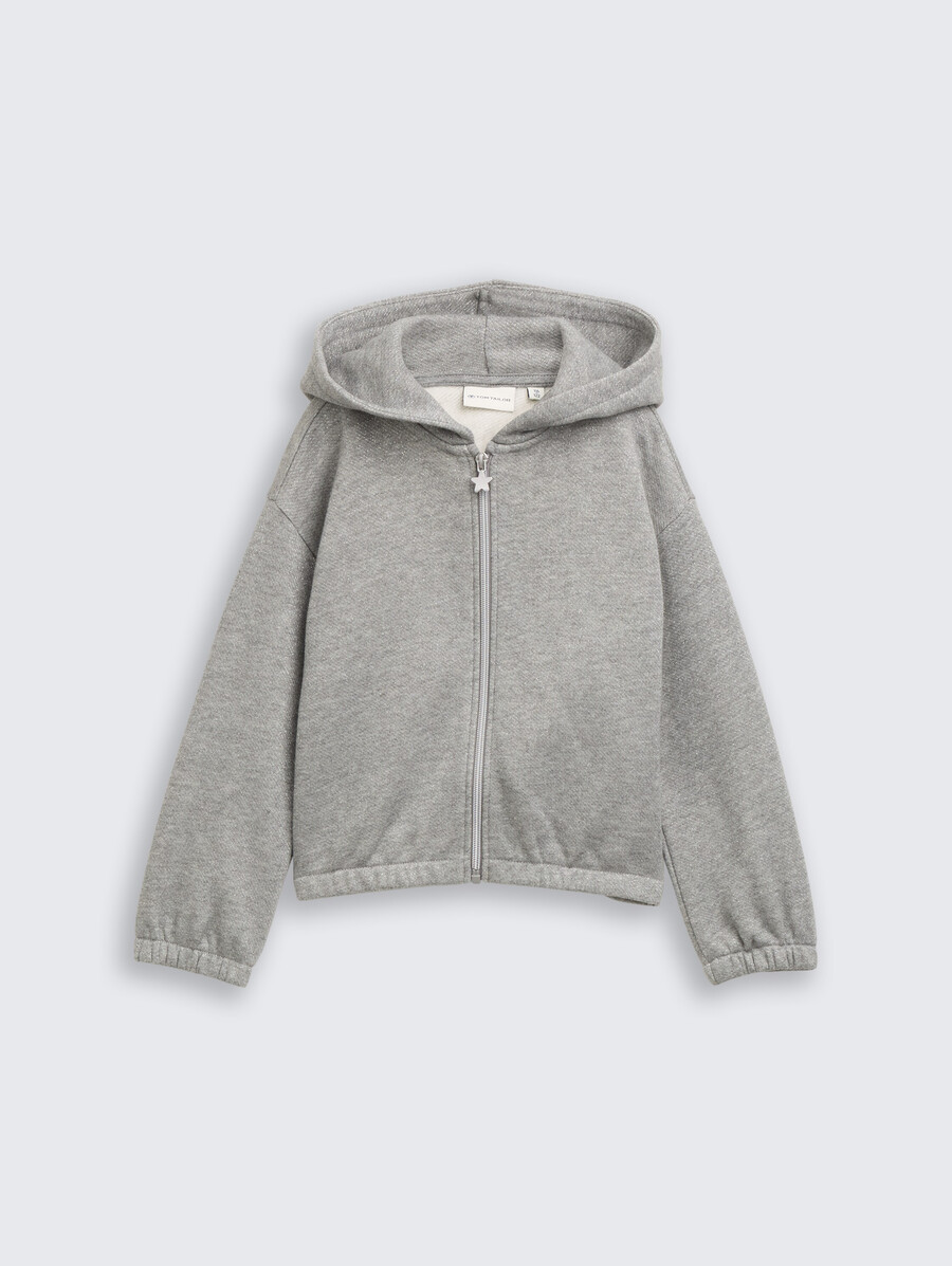 sweat à capuche court avec effet pailleté