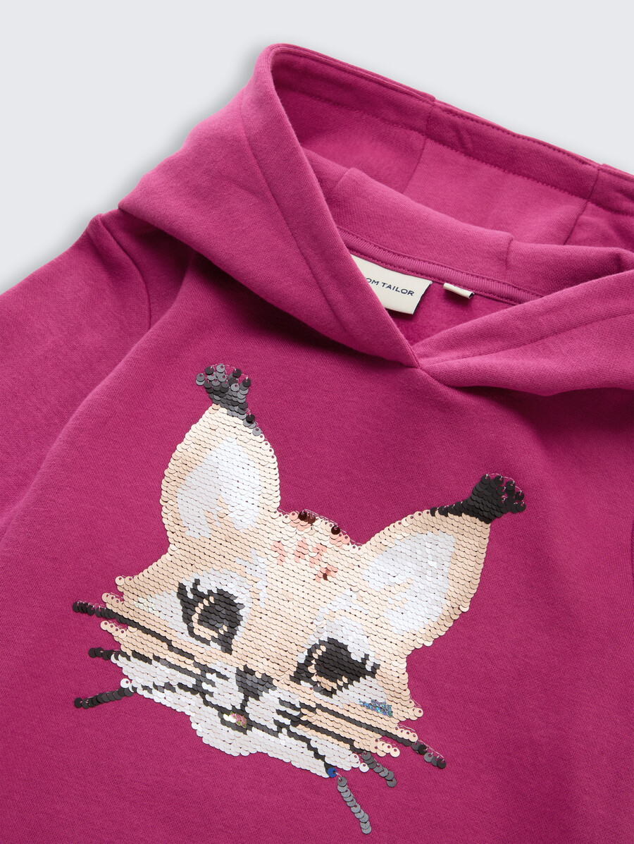 sweat à capuche à sequins réversibles