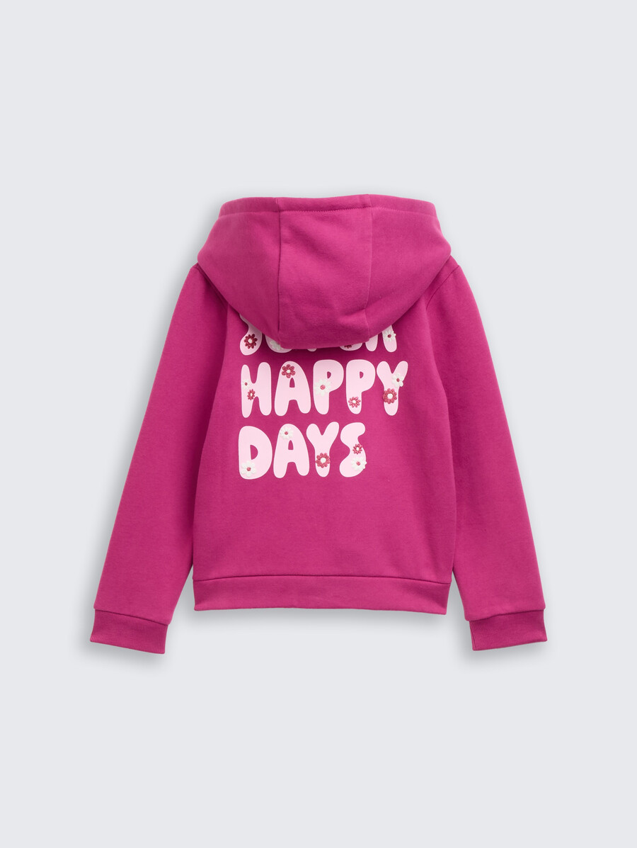 sweat à capuche court avec imprimé au dos
