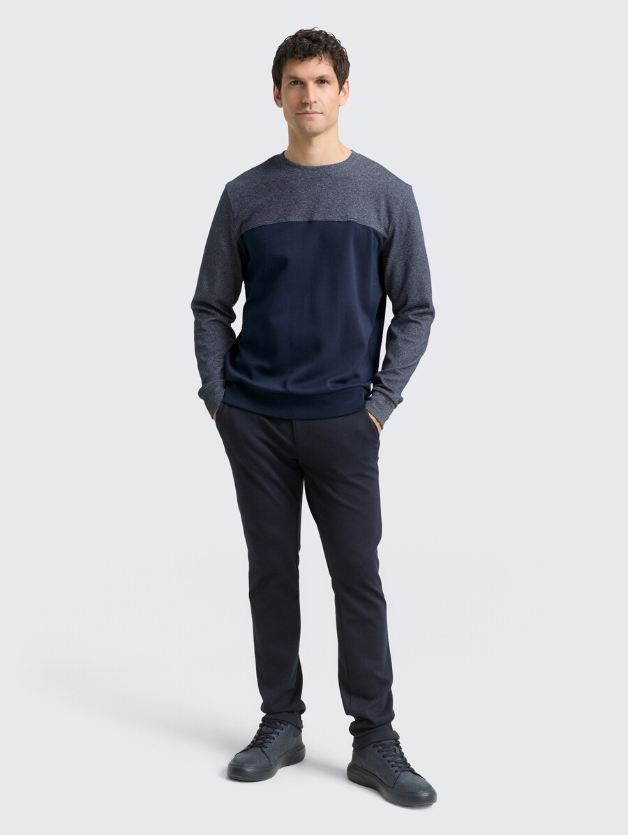 sweat-shirt à col rond avec mélange de textures