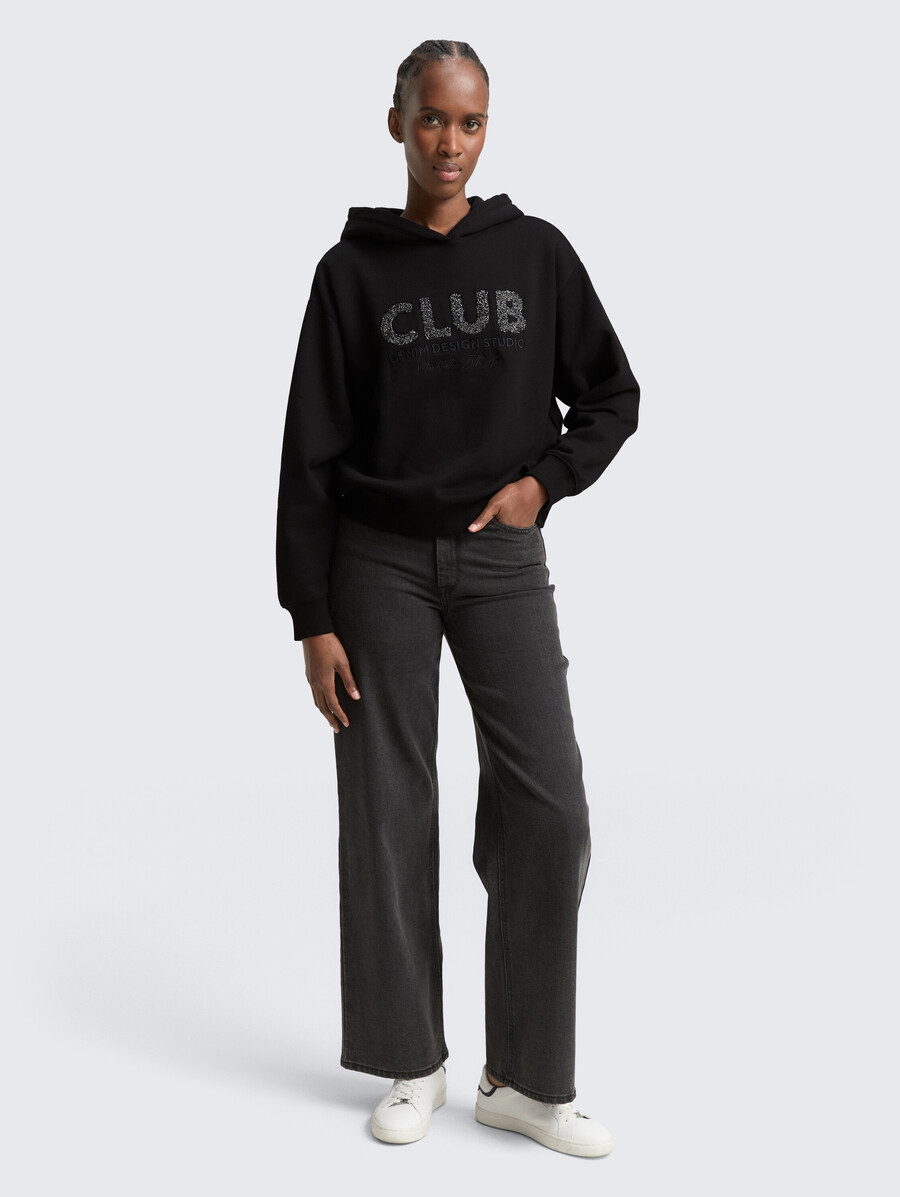 sweat à capuche oversize avec application de paillettes