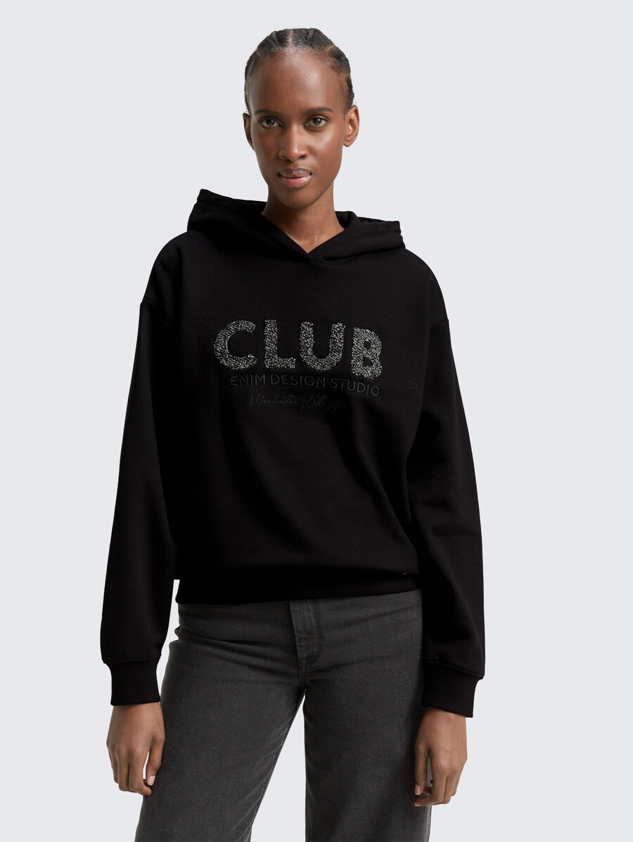 sweat à capuche oversize avec application de paillettes