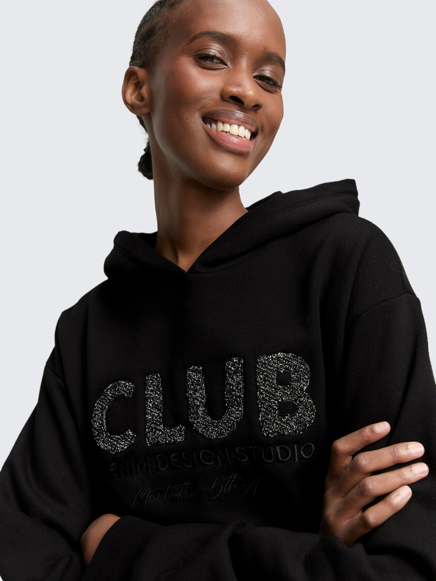 sweat à capuche oversize avec application de paillettes