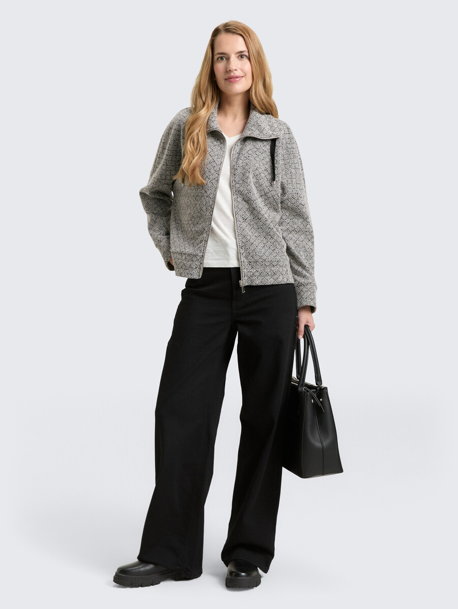 veste sweat-shirt ample à col montant