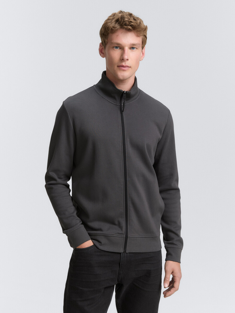 veste de survêtement en piqué à col montant