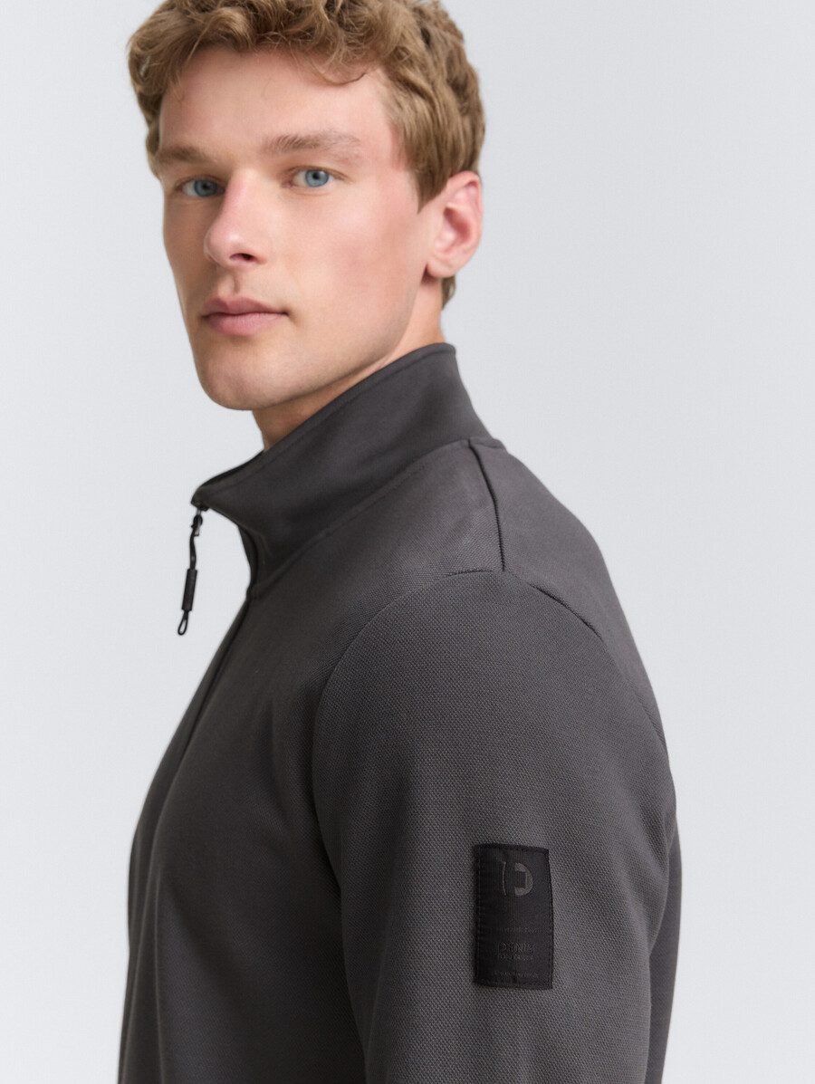 veste de survêtement en piqué à col montant