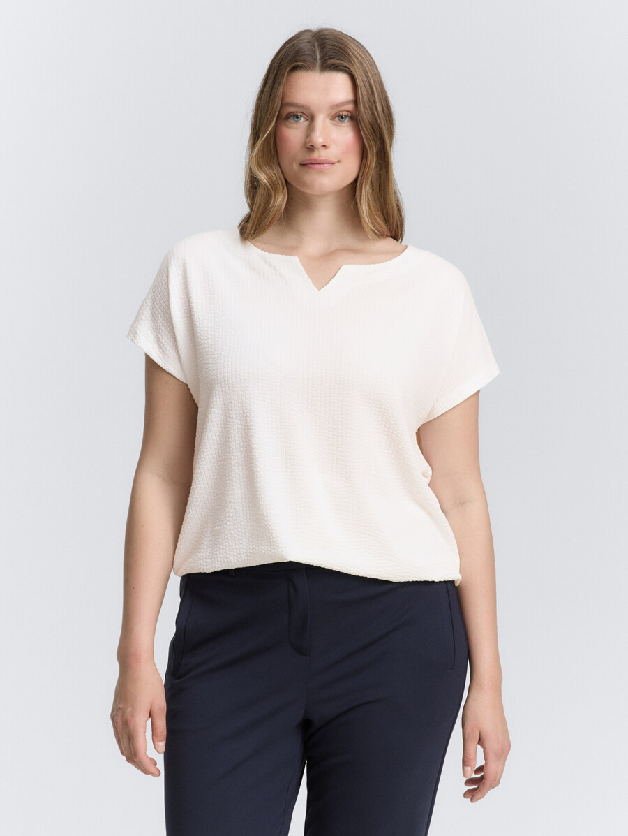 t-shirt grande taille en mélange de matières