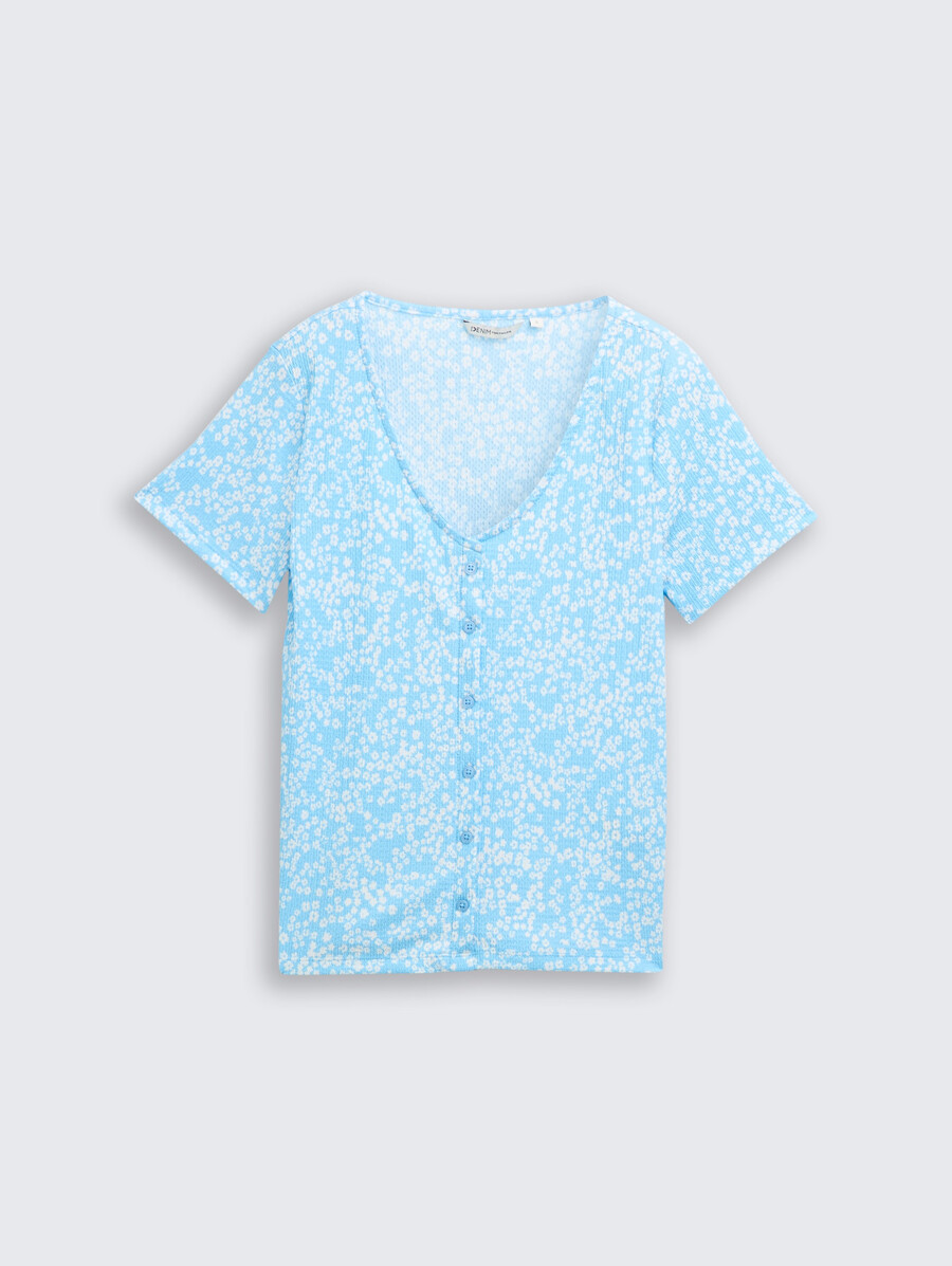 t-shirt à patte de boutonnage décorative