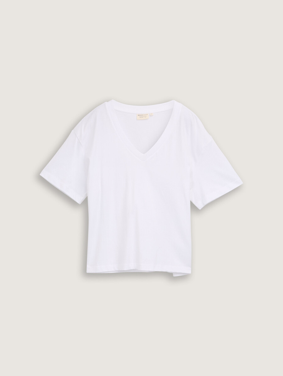 t-shirt à coupe carrée et col en v