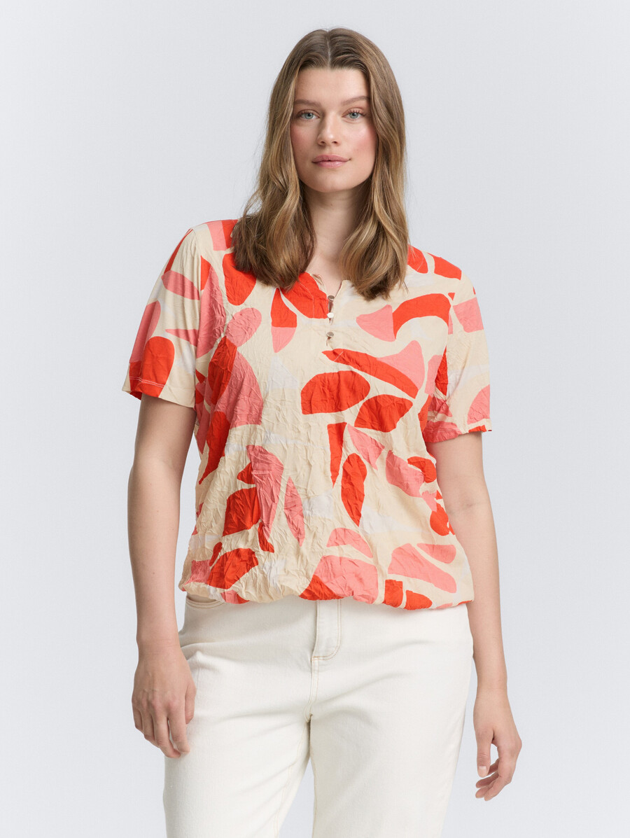 t-shirt froissé grande taille à motifs