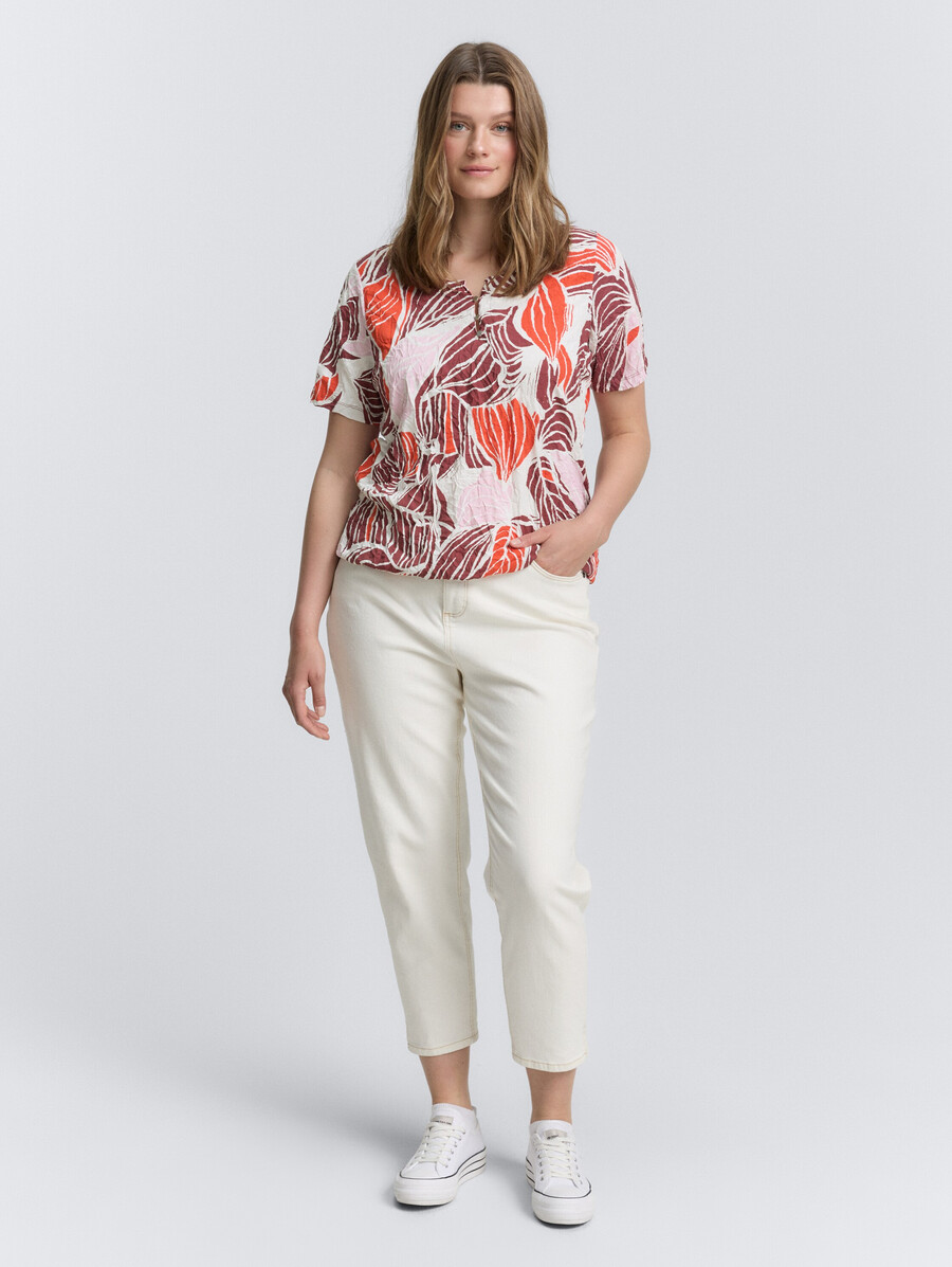 t-shirt froissé grande taille à motifs